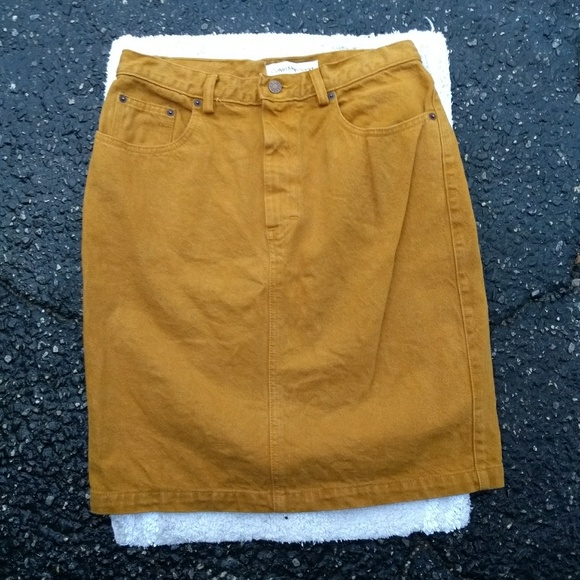mustard denim skirt